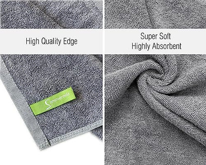 12 Pack Washcloths 13" x 13" - Soft Wash Cloths for Your Face Towel, Viscose derived from Bamboo & Cotton Blend Wash Cloths for Your Body (Gray) - color: Gray