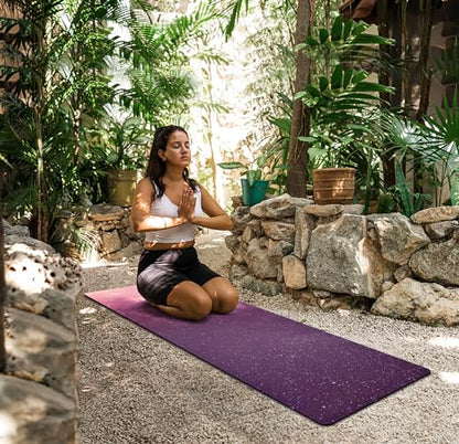 nuveti Printed Travel Yoga Mat 1/16 Inch Thick Non Slip Fitness Workout Mat | with Carrying Bag, Foldable Lightweight Suede & Natural Rubber Yoga Mat for Yoga Pilates and Fitness 72" L x 24" W x 1.5mm - color: CanLanXingKong