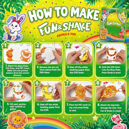 DIY Glitter Craft Kit with Keychains - Mess-Free Arts and Crafts for Kids Ages 4-8, Fun Shake-It Activity, Creative Travel Toys, Party Favors & Birthday Gifts for Girls 4-9 - color: Green
