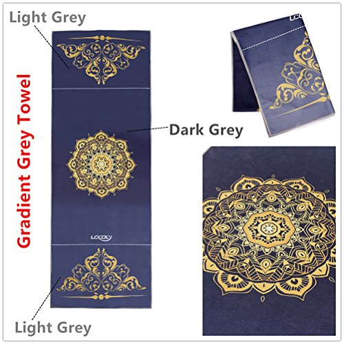 Yoga Towel,Microfiber Mat Towels w Smart Corner Pocket Elastic Loop,Non Slip Towel for Hot Yoga - color: Grey-mandala