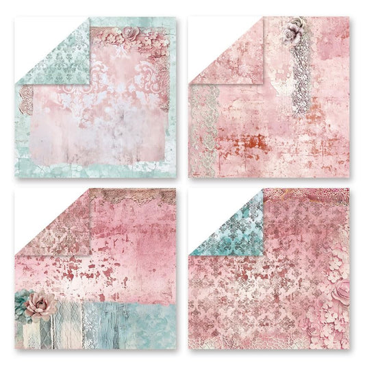 Vintage Scrapbook Paper Pad, 6x6 Shabby Chic Lace Texture Aesthetic Craft Paper, Decorative Junk Journal Supplies for Mixed Media, Card Making, Decoupage & DIY Art (Blush) - color: Blush