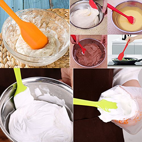 Silicone Spatulas Set, Rubber Spoon Spatula Heat Resistant Spoonula One Piece Design Seamless Spatula Non-Stick Scrapers Baking Mixing Tool (Green Set) - color: Green Set