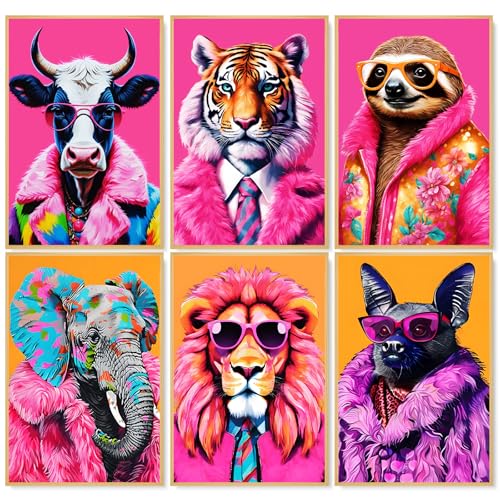 6 Pack Paint by Numbers Kit for Adults, Colorful Animal Canvas Painting Set | 8x12 Inch, DIY Acrylic Painting Craft Kit for Beginners without Frame, Relaxing Creative Hobby, Home Wall Decor, Gift - color: Animals-1