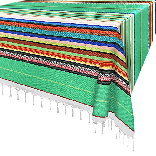 Xplanet 84 X 59 Inch Mexican Serape Blanket Bay Window Blanket, Mexican Tablecloth Serape Tatami Blanket Bed Blanket Table Cover Tapestry Blanket Picnic Mat for Mexican Party Wedding Decorations - color: Pattern-green