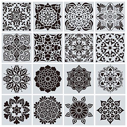 32 Pcs (6 x 6 Inch) Reusable Mandala Stencils for Dot Painting, Art Scrapbook Templates (White-32pcs) - color: white-32pcs