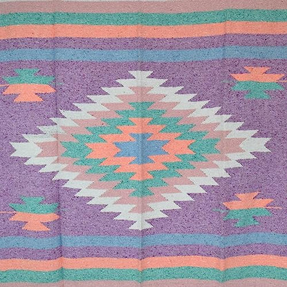Open Road Goods Aztec Navajo Style Blanket, Throw, or Yoga Bolster - Handwoven Mexican Diamond Blanket (Pastel Blanket) - color: Pastel Blanket