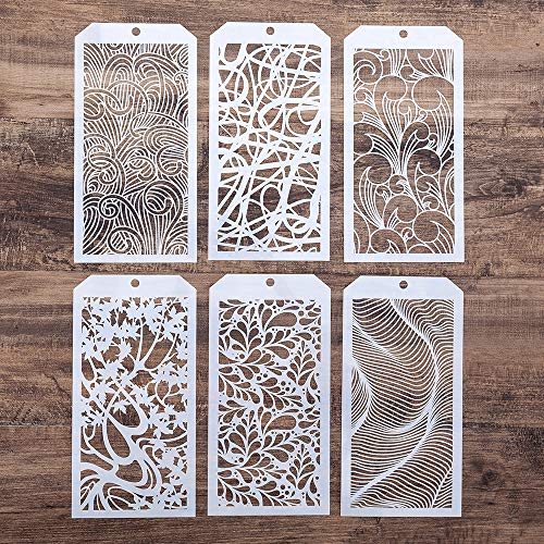 DIY Decorative Stencil Template for Scrapbooking Painting on Wall Furniture Crafts,Set of 6 (Leaf Flower) - color: Leaf Flower