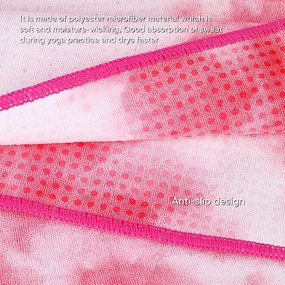 Yoga Towels, Non Slip Hot Yoga Mat Towel with Grip Dots,Super-Absorbent Soft Microfiber Yoga Blanket for Pilates, Fitness and Workout 72inch x 24inch - color: Pink+white
