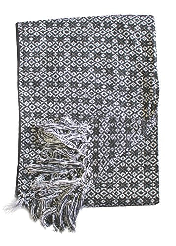 Del Mex Mexican Rebozo Shawl Blanket Doula - color: Black/White, size: Regular (6 ft x 2.5 ft)