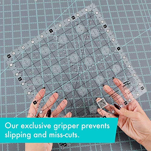 Creative Grids Perfect 10 Quilting Ruler – CGRPERF10 – Made in USA, 10in x 10in Square, Non-Slip Grip Acrylic Quilting, Sewing, Crafting, Patchwork Ruler for Measuring & Cutting Fabric