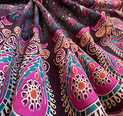 raajsee Mandala Round Beach Tapestry Hippie/Boho Beach Blanket Roundie/Indian Cotton Throw Bohemian Round Table Cloth/Yoga Mat Meditation Picnic Rugs 70 inch Circle (PURPLE) - color: PURPLE