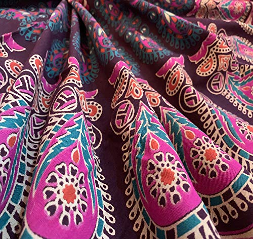 raajsee Mandala Round Beach Tapestry Hippie/Boho Beach Blanket Roundie/Indian Cotton Throw Bohemian Round Table Cloth/Yoga Mat Meditation Picnic Rugs 70 inch Circle (PURPLE) - color: PURPLE