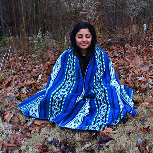 Off the Grid Inca Aztec Throw, Queen, King Blanket | Southwest Indian Navajo Boho Style | Native Cover for Camping, Bedding, Couch, Vanlife | Faux Alpaca, Lightweight, Hypoallergenic (Teal, Throw) - color: Quilotoa Teal, size: Throw Blanket