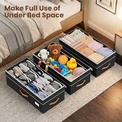Budding Joy 80L 2 Pack Adjustable Under Bed Storage with Wheels - color: Black