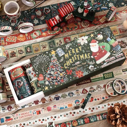 25 Rolls Christmas Gift Washi Tape Set, Festivals New Year Decorative Tapes for Scrapbooking, Junk Journal supplies, DIY Crafts Gift, Party Decorations, Bullet Journaling, 5-50mm Wide 9.84ft long/Roll - style: Christmas