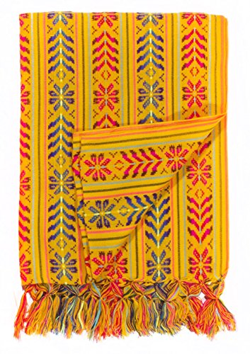 Del Mex Mexican Rebozo Shawl Blanket Doula - color: Yellow, size: Small (14" by 80")