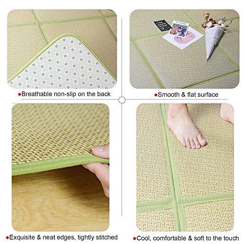 Nisorpa 71'' x 71'' Japanese Tatami Mat Igusa Tatami Mattress 0.47'' Thick - color: Green