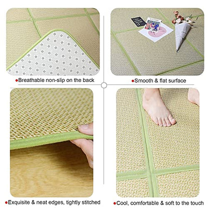Nisorpa 71'' x 71'' Japanese Tatami Mat Igusa Tatami Mattress 0.47'' Thick - color: Green