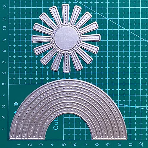 Rainbow Cutting Dies Sun Die Cuts Metal Embossing Stencils Template Mould for Making Card DIY Scrapbooking Photo Album Decorative (Large Size) - style: Sun and Rainbow