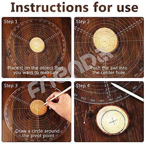 Frienda 300 mm/ 12 Inch Round Center Finder Compass Lathe Centering Tool Circle Gauge for Drawing Circles, Lathe Work and Woodturners, Round Template Clear Acrylic Drawing Circles Diameter