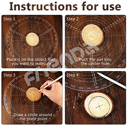 Frienda 300 mm/ 12 Inch Round Center Finder Compass Lathe Centering Tool Circle Gauge for Drawing Circles, Lathe Work and Woodturners, Round Template Clear Acrylic Drawing Circles Diameter
