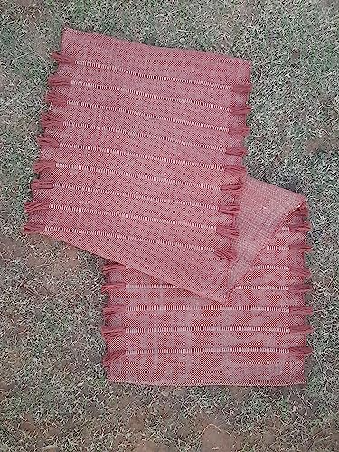 Jaipur art & Rugs Organic Cotton Yoga Mat - Eco-Friendly Hand-Woven Rug - Non Slip & Thick (24”x72”x5mm) for Everyday Fitness at Home - Comfortable Extra-Long - color: Peach