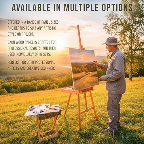 U.S. Art Supply 16" x 20" Unfinished Cradled Wood Panels for Painting | Studio 3/4" Deep, 2 Pack, Artist Depth Birch Wooden Wall Canvases - Mixed-Media Craft, Acrylic, Oil, Encaustic, Paint Pouring