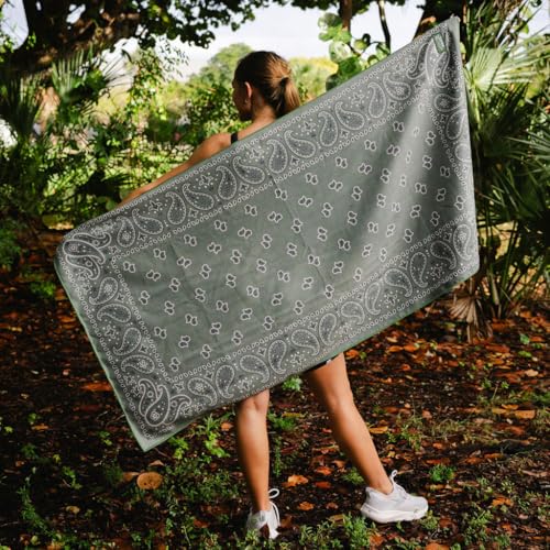 Sprints Athletic Running Towel, Full-Sized, Car Seat Cover - Performance Microfiber (Paisley Probs Green) - color: Paisley Probs Green W/ Snaps