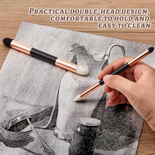 Kosiz 6 Pcs Blending Sponge Pen Rub and Buff Double Headed,Gold | Washable Reusable Sketching Blender Stumps for Artist Drawing, Highlight Shadow Detail Shading, Wipe Buff Art Tools - color: Gold