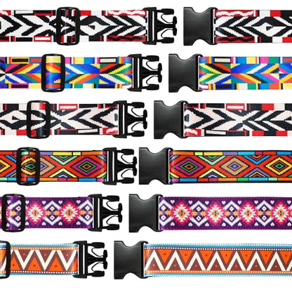 6-Piece Luggage Straps, Patterned Suitcase Straps, Adjustable Travel Luggage Belt, 2 Inches Wide by 72 Inches Long, Multicolor, Nylon, Buckle Fastener - style: Bohemian Style