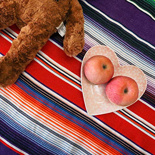 Xplanet 84 X 59 Inch Mexican Serape Blanket Bay Window Blanket, Mexican Tablecloth Bed Blanket Table Cover Tapestry Blanket Picnic Mat for Mexican Party Wedding Decorations Home Decor (New Purple) - color: New Purple