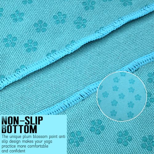 3 Pack Hot Yoga Towels, Sky Blue, 24 x 72 Inches - color: Sky Blue