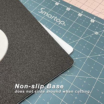 SMARTOP 14"x14" Rotating Self Healing Cutting Mat, Non-Slip Non-Reflective, Good for Quilting, Sewing, Crafts, Scrapbooking, Molandi Pink