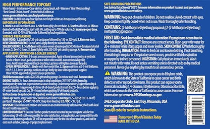 General Finishes High Performance Water Based Topcoat, 1 Quart, Semi-Gloss - color: Semi-Gloss, size: 1 Quart