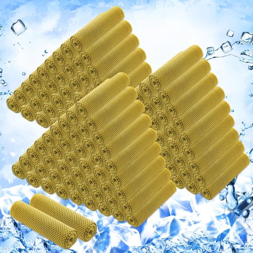 Hosuly 150 Pack Cooling Towels Bulk 40 x 12 Inch Large Chilly Breathable Sweat Sports Cold Towels Sublimation Microfiber Ice Neck Rag for Hot Weather Workout Gym Team Gift (Yellow) - color: Yellow