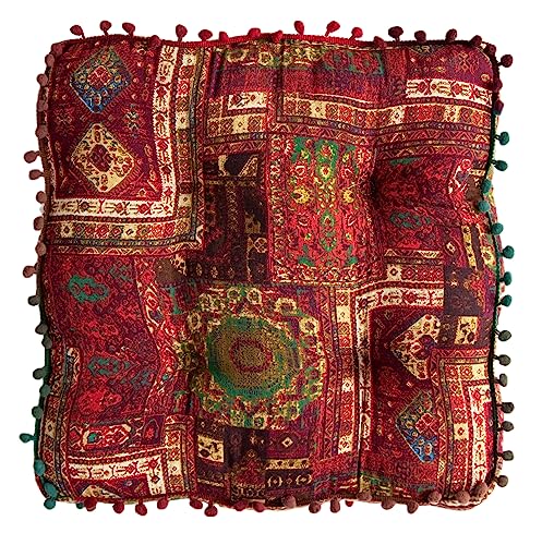 Round Cushion Sofa Cushion Soft Throw Pillow Meditation Pillow Living Room Window Balcony Decoration Pillow (15.7in, Red Square) - color: Red Square, size: 15.7in