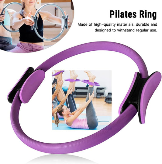 Pilates Ring Kit for Women Home Workouts Better Pilates Essentials Kits Equipments Sets Accessories Magic Ring Booty Bands Glutes Yoga Ball 25cm Figure 8 Resistance Yoga Bands for Stretching 8 Pcs - color: purple