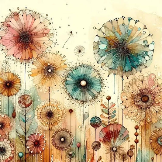 Shouruihua Diamond Painting Kits for Adults, Dandelion Diamond Art Kits | Flower Gem Art, Diamond Dotz Kits, Diamond Dots, Wall Art, Adult Crafts, Full Round Drill Diamond Painting Kits, 11.8x11.8 in - color: Dandelion