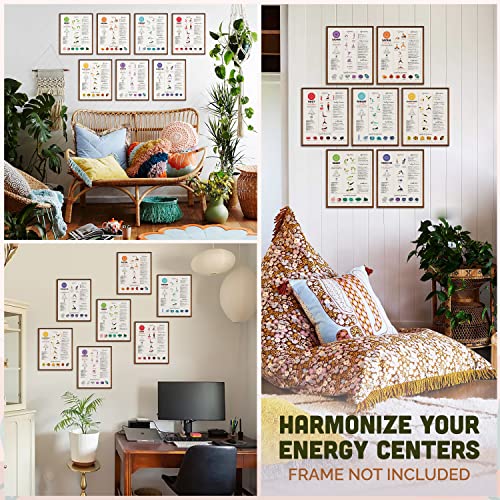 97 Decor Chakra Poster, 7 Chakras Yoga Pose Chart Wall Art, 8x10 Unframed
