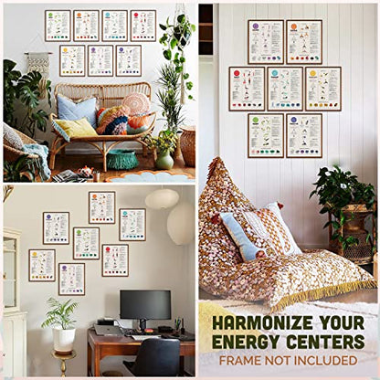 97 Decor Chakra Poster, 7 Chakras Yoga Pose Chart Wall Art, 8x10 Unframed