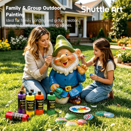 Shuttle Art Outdoor Acrylic Paint Set, 12 Colors Outdoor Paint,16oz Large Bottles, Rich Pigmented Bulk Painting Supplies for Artists, Beginners on Rocks, Wood, Wall, Crafts, Garden Statues - size: 16.9 Fl Oz (Pack of 12)