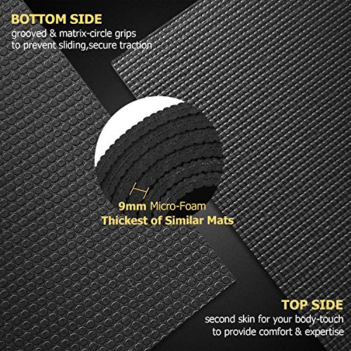 GXMMAT Large Yoga Mat 6'x4'/6'x6'(7mm) & 7'x5'(9mm) - color: Black Real, size: 7*5 FT