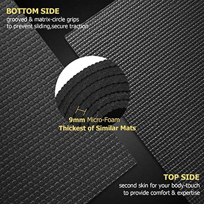 GXMMAT Large Yoga Mat 6'x4'/6'x6'(7mm) & 7'x5'(9mm) - color: Black Real, size: 7*5 FT