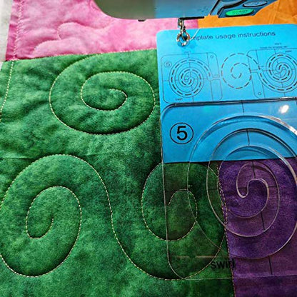 Swirl Template for Quilting Fits Inside FMQ Grip 5 Quilting Templates for Sewing Machine Quilting Rulers