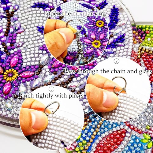 Eiflow Glass Diamond Art Hanging Kit for Adults, DIY Diamonds Painting Door Hanging Board Kit, Special Crystal Diamond Art Painting Pendant Ornament (Purple Flower) - color: Purple Flower