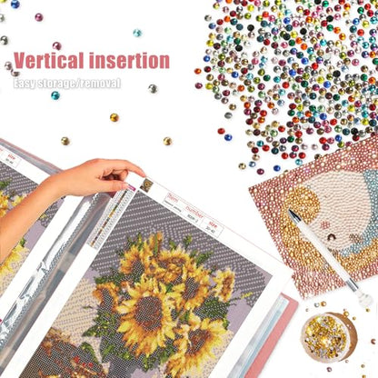 2 Pack A3 Storage Book for Diamond Painting | Handheld Diamond Art Portfolio Folder with 30 Pocket, Diamond Art Storage Book for 12”x16” Diamond Painting Photo Picture