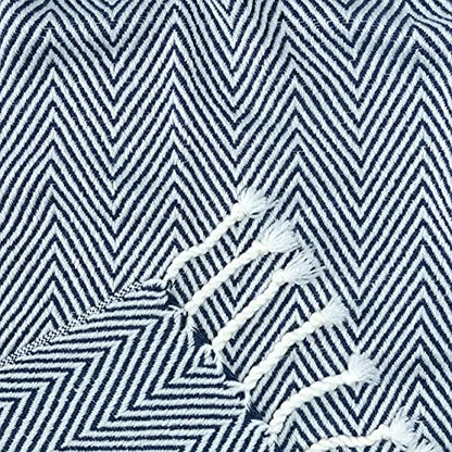 Chanasya Premium Chevron Super Soft Acrylic Throw Blanket with Tassels Cozy Lightweight Fluffy Woven Blanket for Bed Sofa Chair Couch Living Bed Room Navy and White Blanket (50x65 Inches) Dark Blue - color: Dark Blue