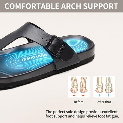 Women Arch Support Flip Flops – Adjustable - color: Black, size: 8