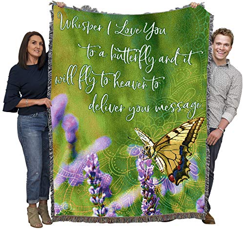 Pure Country Weavers Whisper I Love You to A Butterfly Blanket - Sympathy Bereavement Gift Tapestry Throw Woven from Cotton - Made in the USA (72x54) - color: Butterfly, size: 72" x 54"