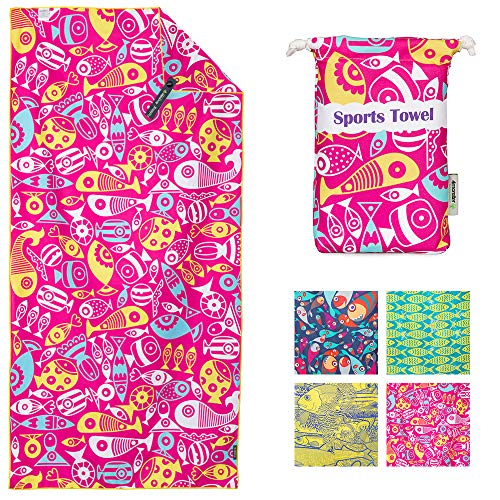 4Monster Quick Dry Beach Towel, Ultra Absorbent Microfiber Travel Towel, Lightweight & Compact for Beach, Swimming, Camping, Pool, Water Sports & Yoga - color: 03cherry Red, size: 63.00" x 31.50"